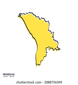 Diseño de la plantilla de ilustración de vector de mapa de Moldavia. Estilo de esquema.
