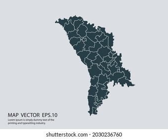 Carte de Moldavie image vectorielle, isolée sur fond gris