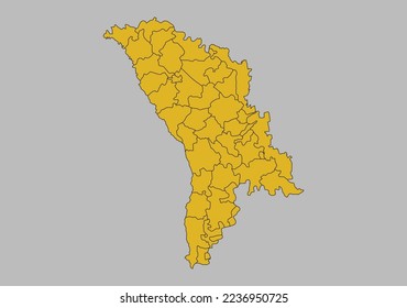 Moldawien-Karte, Vektorgrafik einzeln auf grauem Hintergrund