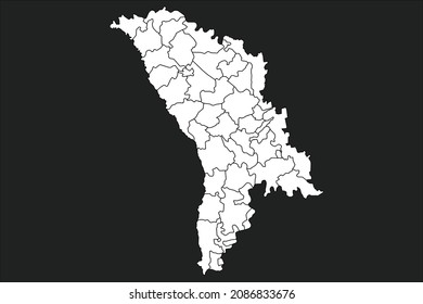 Moldova map White Color on black Background