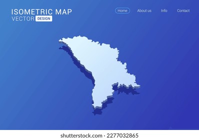Moldavia mapea el blanco sobre el fondo azul con el concepto aislado de imagen vectorial isométrica 3D.