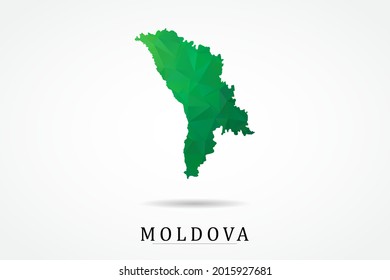 Moldova Map - World Map International vector template, low polygon style with green color isolated on white background - Vector illustration eps 10