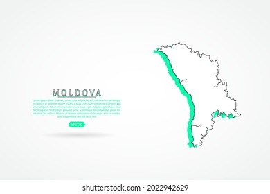 Moldova Map - World Map International vector template with green and outline graphic sketch style isolated on white background - Vector illustration eps 10