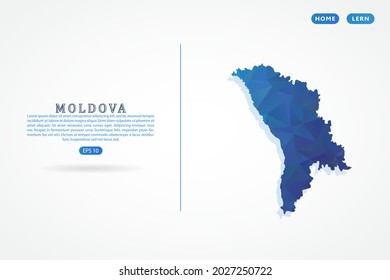 Mapa de Moldavia - Mapa Mundial Plantilla vectorial internacional con gradiente de color azul poligonal aislado en fondo blanco para la educación, sitio web, banner - Ilustración vectorial eps 10