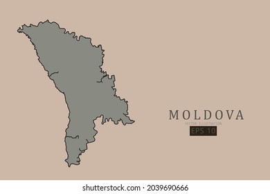 Mapa de Moldavia - Mapa Mundial Plantilla vectorial internacional con estilo clásico antiguo y color gris en el mapa aislado en fondo marrón - Ilustración vectorial eps 10 
