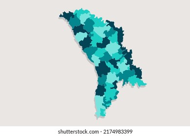 Moldova Map - World Map International vector template with High detailed including blue and green outline color isolated on white background - Vector illustration eps 10