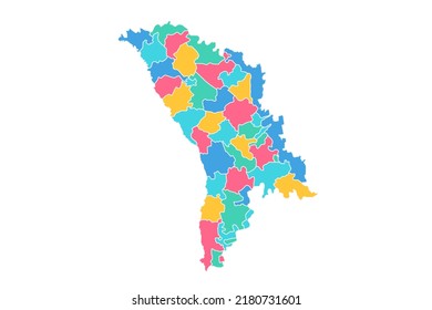 Moldova Map - World Map International vector template with High detailed including blue, green, pink, and yellow outline color isolated on white background - Vector illustration eps 10