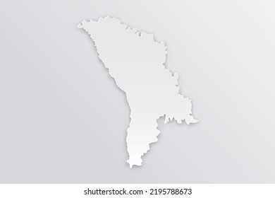 Mapa de Moldavia - Mapa mundial Planilla vectorial internacional con 3D, estilo de papel con sombra y color blanco sobre fondo gris para diseño, educación, infografía - Ilustración vectorial eps 10