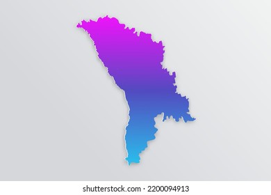 Moldova Map- World map International vector template with 3D, paper style including shadow and Gradient blue, purple color on grey background for design, infographic - Vector illustration eps 10