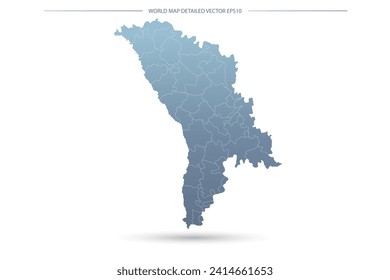 Moldova Map - World Map International vector template with High detailed including grey and blue gradient color and white outline color isolated on white background - Vector illustration eps 10