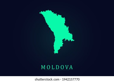 Moldova Map - World map vector template with green color gradient isolated on dark background - Vector illustration eps 10