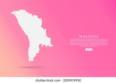 Moldova Map - World map vector template with 3d white color on Pink gradient background for infographic - Vector illustration eps 10