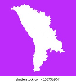 Moldova map-White map on purple background. Each city and border has separately. Vector illustration eps 10.