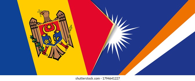 Moldova and Marshall Islands flags, two vector flags symbol of relationship or confrontation.