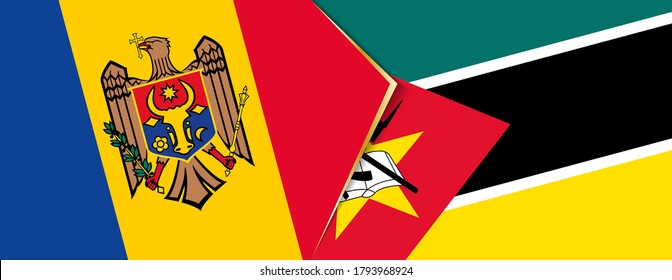 Moldova and Mozambique flags, two vector flags symbol of relationship or confrontation.