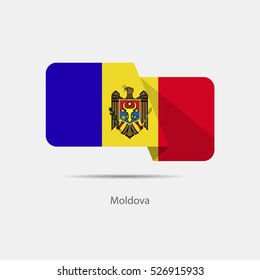 Moldova national flag on a white background with shadow. vector illustration