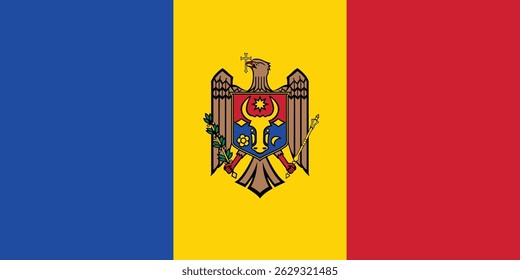 Moldova national pride. Moldavian flag flat vector illustration.
