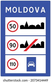 Moldova National speed limits, Border crossings, Comparison of European road signs