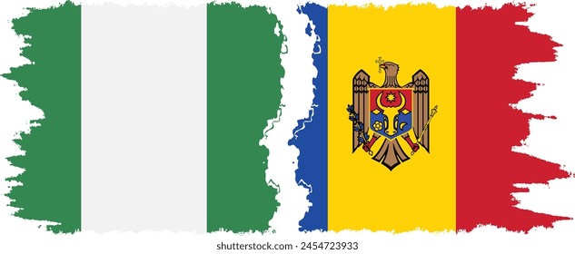 Moldova and Nigeria   grunge flags connection, vector