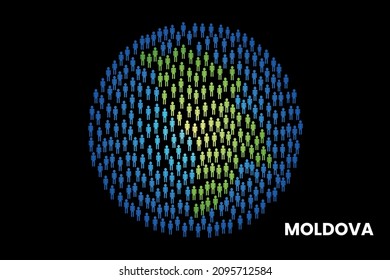 Moldova population people map in globe vector illustration design