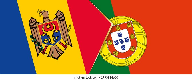Banderas de Moldavia y Portugal, dos banderas vectoriales símbolo de relación o enfrentamiento.