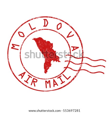 Moldova  post office, air mail, grunge rubber stamp on white background, vector illustration