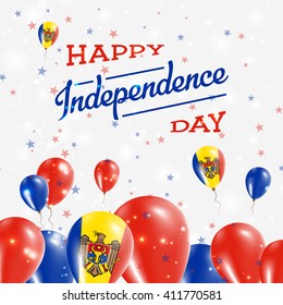 Moldova, Republic of Independence Day Patriotic Design. Balloons in National Colors of the Country. Happy Independence Day Vector Greeting Card.