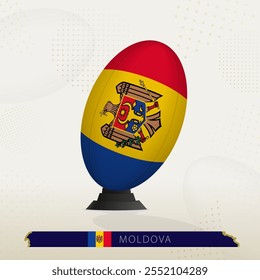 Moldova Rugby Ball on Rugby Kicking Tees with Modern Design. Illustration perfect for sports, national pride, and rugby-related projects.