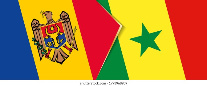 Moldova and Senegal flags, two vector flags symbol of relationship or confrontation.