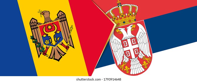 Moldova and Serbia flags, two vector flags symbol of relationship or confrontation.