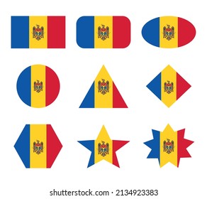 moldova set of flags with geometric shapes