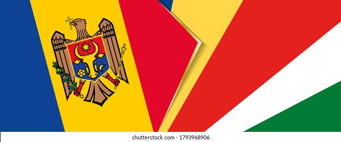 Moldova and Seychelles flags, two vector flags symbol of relationship or confrontation.