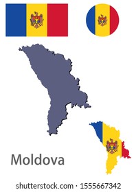  Moldova silhouette and flag vector illustration