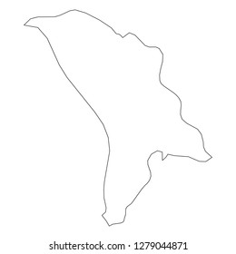 Moldova - solid black outline border map of country area. Simple flat vector illustration.