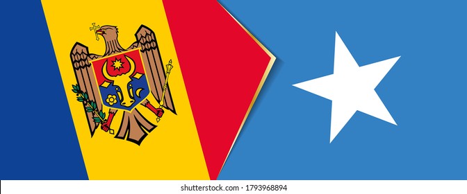 Moldau und Somalia-Flaggen, zwei Vektorflaggen Symbol für Beziehung oder Konfrontation.