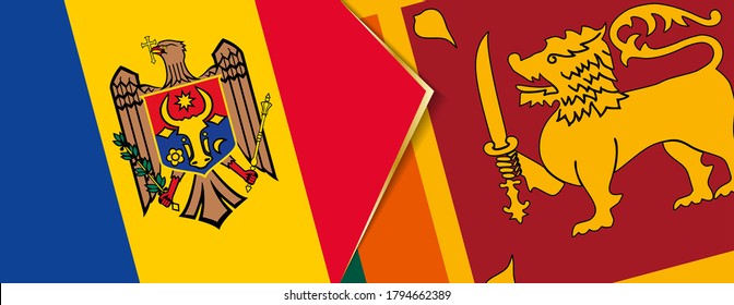 Moldova and Sri Lanka flags, two vector flags symbol of relationship or confrontation.