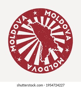 Moldova stamp. Travel red rubber stamp with the map of the country, vector illustration. Can be used as insignia, logotype, label, sticker, or badge of Moldova.