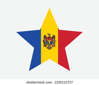 Moldova Star Flag. Moldovans Star Shape Flag. Moldovan Country National Banner Icon Symbol Vector Flat Artwork Graphic Illustration