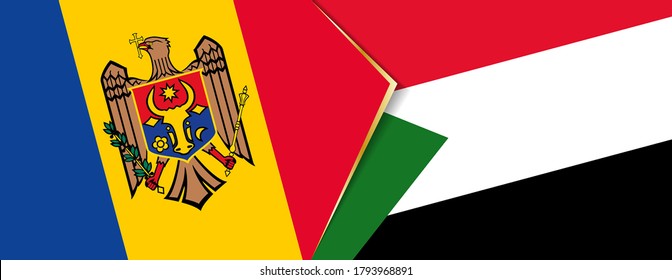 Moldau und Sudan Flaggen, zwei Vektorflaggen Symbol für Beziehung oder Konfrontation.