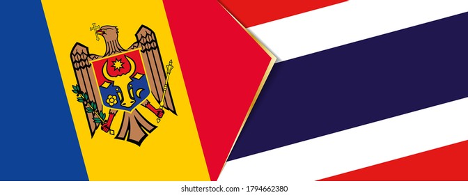 Moldova and Thailand flags, two vector flags symbol of relationship or confrontation.
