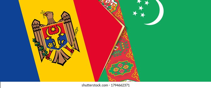 Banderas de Moldavia y Turkmenistán, dos banderas vectoriales símbolo de relación o enfrentamiento.