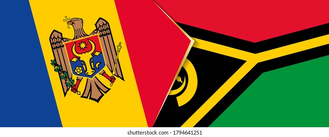 Moldova and Vanuatu flags, two vector flags symbol of relationship or confrontation.