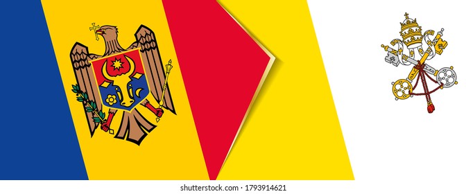 Moldova and Vatican City flags, two vector flags symbol of relationship or confrontation.