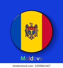 Moldova vector flag. Football europe 2024 tournament championship. Round badges of the country in the actual championship colors.