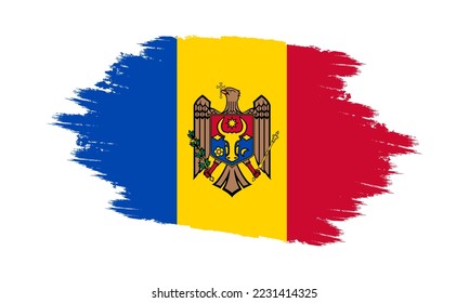 Moldova Vector Flag. Grunge Moldova Flag. Moldova Flag with Grunge Texture. Vector illustration