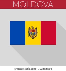 Moldova vector flag long shadow design 