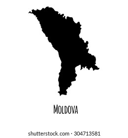 Moldova vector map with color gradient and caption on white background.