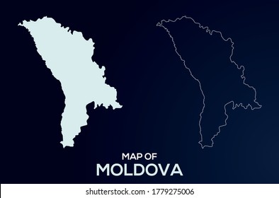 Moldova vector map silhouette isolated. Abstract design, High detailed silhouette illustration. Full Editable Moldova map vector file.Moldova vector map silhouette isolated. Abstract map design