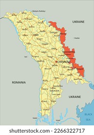 Moldova vector map with Transnistria highlighted.