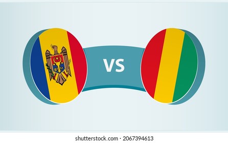 Moldova versus Guinea, team sports competition concept. Round flag of countries.